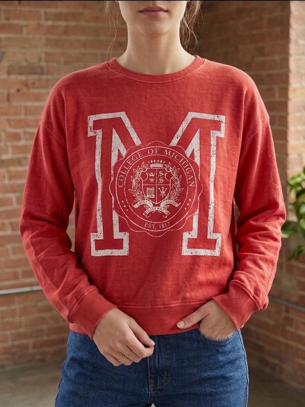 College of Michigan Graphic Sweatshirt - Red